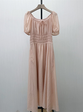 芭●2026夏季新品 法式泡泡袖连衣裙女气质显瘦小清新茶歇裙3014