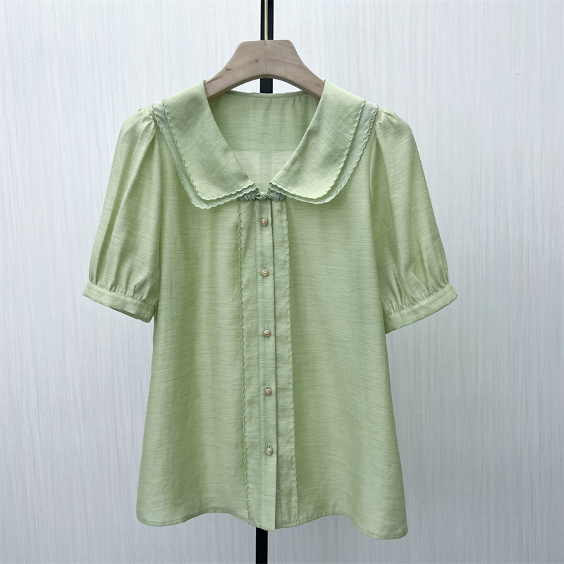 香●2025夏季新品 法式娃娃领衬衫女气质甜美小清新显瘦上衣3268