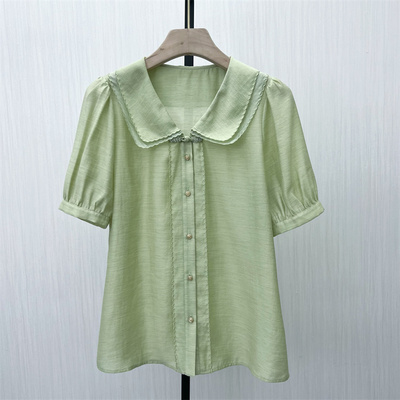 香●2025夏季新品 法式娃娃领衬衫女气质甜美小清新显瘦上衣3268