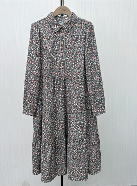 C●2025冬季新品 碎花长袖连衣裙女小清新复古森系茶歇裙子7225