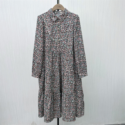 C●2025冬季新品 碎花长袖连衣裙女小清新复古森系茶歇裙子7225