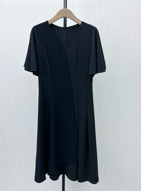 司●2025夏季新品 雪纺连衣裙女高级感气质显瘦垂感a字小黑裙0035