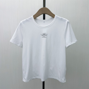 2026夏季 显瘦休闲圆领打底衫 新品 T恤女修身 上衣923 印花短袖