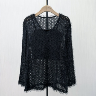 2026春季 女宽松慵懒风套头针织衫 新品 罩衫 上衣1775 镂空长袖 香