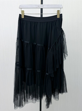 迪●2026春季新品 网纱半身裙女高腰显瘦设计感气质a字长裙1653