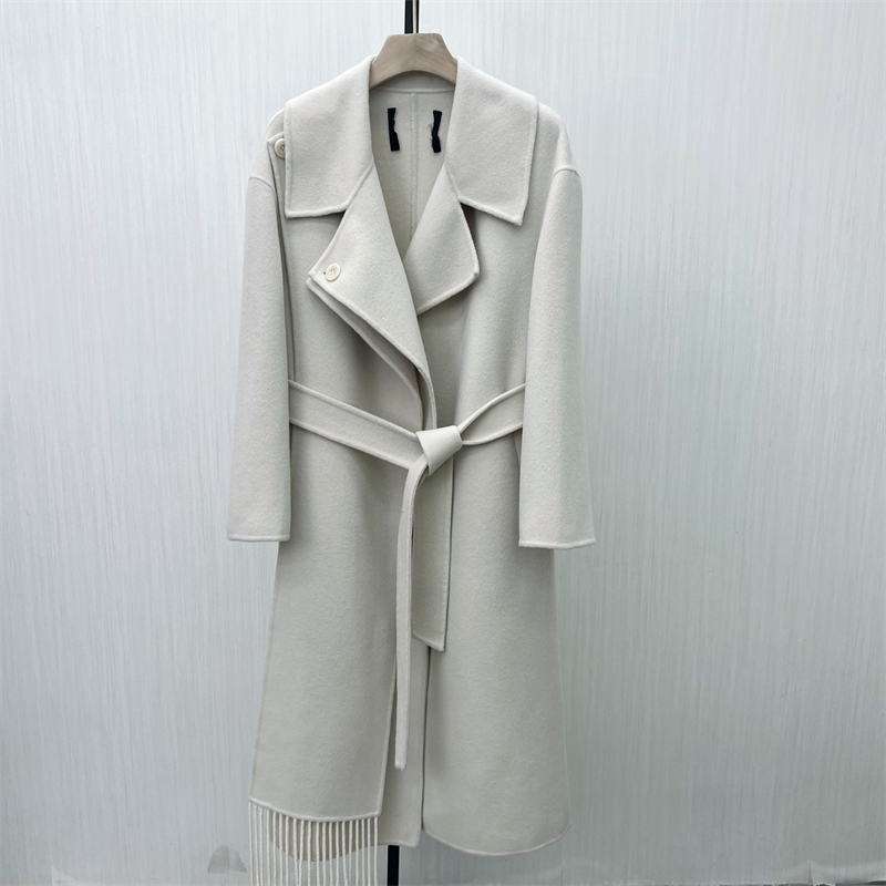 良月●2025冬季新 双面呢大衣女气质长款宽松绵羊毛呢子外套6064