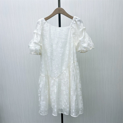 良月●2025夏季新品 法式连衣裙女气质显瘦小清新泡泡袖长裙7386