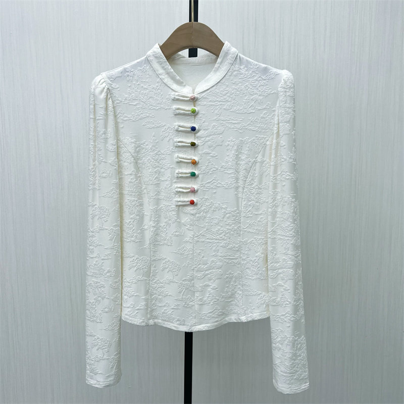 折扣●2025冬季新品 新中式盘扣上衣女气质国风宽松长袖T恤衫1372