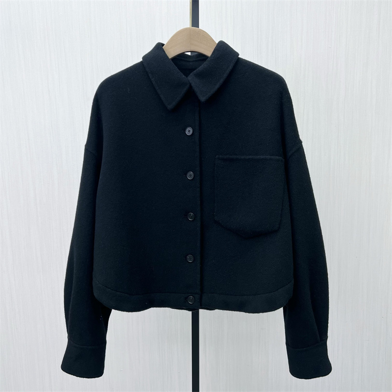 图●2025冬季新品 双面呢大衣女气质短款宽松绵羊毛呢子外套7322