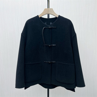 双面呢大衣女气质短款 新品 宽松绵羊毛呢子外套7302 2025冬季 图