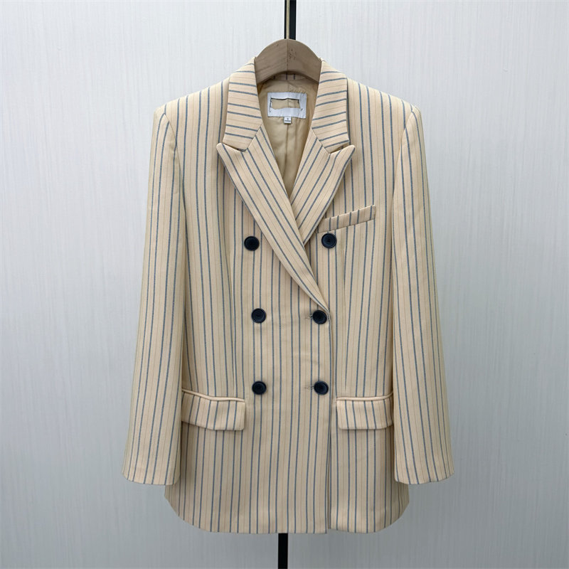 熠●2026春季新品 条纹西装外套女复古气质通勤小众别致西服3005