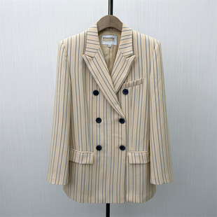 条纹西装 新品 外套女复古气质通勤小众别致西服3005 2026春季 熠