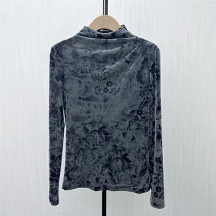 KA●2025冬季新品 印花打底衫女半高领内搭修身长袖t恤上衣0551