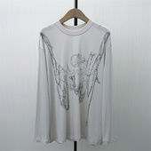 2026春季 新品 长袖 印花t恤女中长款 宽松休闲中性慵懒风上衣802