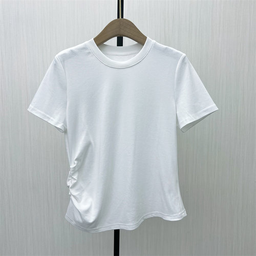 芭●2025秋季新品 正肩短袖T恤女休闲短款修身显瘦打底衫上衣1980