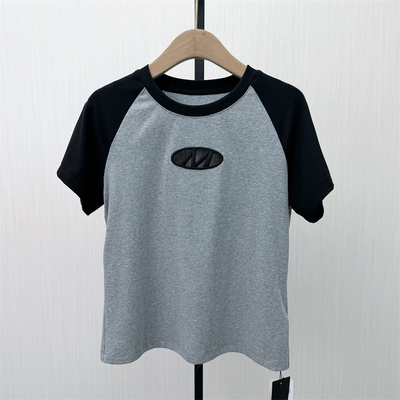 乂●2026春季新品 插肩袖打底衫女修身显瘦内搭印花T恤上衣1733