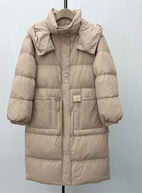 fei●2025冬季新品 羽绒服女时尚长款宽松加厚保暖白鸭绒外套8064