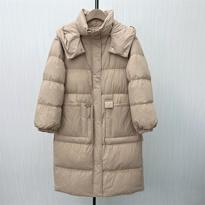 fei●2025冬季新品 羽绒服女时尚长款宽松加厚保暖白鸭绒外套8064