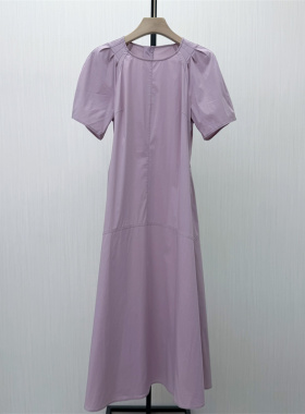 fei●2026夏季新品 短袖连衣裙女气质简约日常百搭显瘦长裙6043