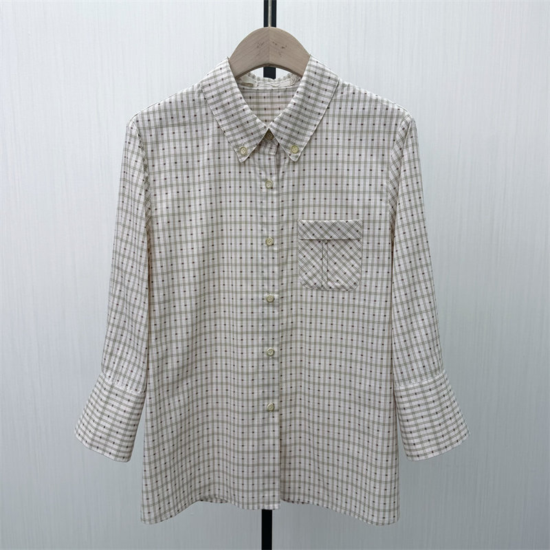 C●2026春季新品 复古格纹衬衫女休闲通勤宽松百搭长袖上衣1293图片