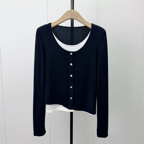 S●2026秋季新品 假两件针织衫女休闲显瘦简约百搭打底上衣663