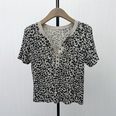 S●2026夏季新品 v领短袖针织衫女气质弹力修身显瘦简约上衣770