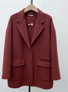 C●2025冬季新品 双面呢大衣女中长款气质宽松绵羊毛呢外套8083