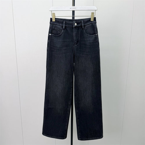 迪●2026冬季新品 加厚磨毛牛仔裤女高腰宽松休闲阔腿长裤2880
