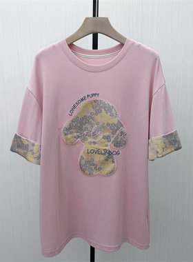 C●2026春季新品 印花短袖t恤女设计感小众休闲慵懒风上衣1053