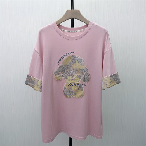C●2026春季新品 印花短袖t恤女设计感小众休闲慵懒风上衣1053