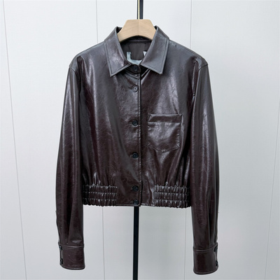 迪●2026秋季新品 皮衣外套女宽松休闲通勤百搭松弛感夹克3162