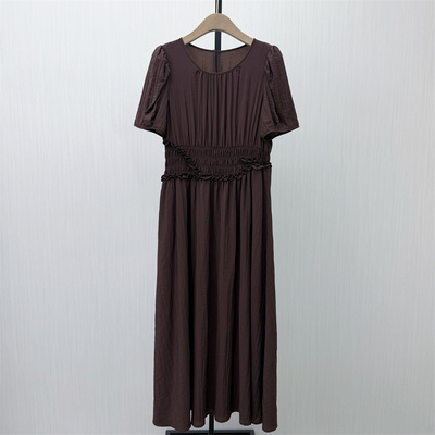 恩●2026夏季新品 法式短袖连衣裙女气质简约显瘦小清新长裙736