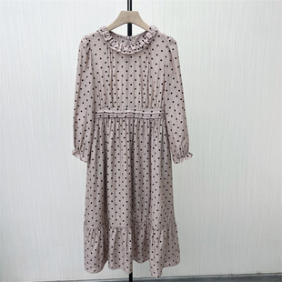 连衣裙女气质显瘦法式 小清新长袖 新品 圆点茶歇裙7030 2025秋季