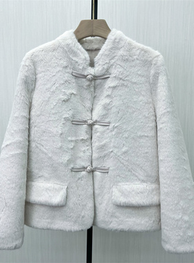 图●2025冬季新 新中式盘扣皮草外套女时尚宽松皮毛一体大衣3201