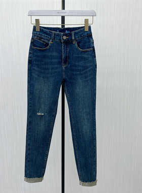 C●2025秋季新品 直筒小脚牛仔裤女高腰显瘦修身长裤铅笔裤5562
