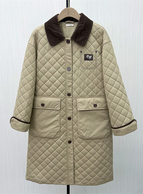 C●2025冬季新品 夹棉棉服女宽松中长款棉衣加厚保暖外套9172