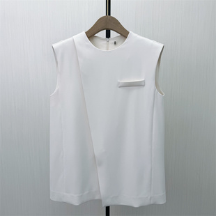 迪●2026夏季新品 无袖衬衫女气质宽松简约百搭显瘦背心上衣6878