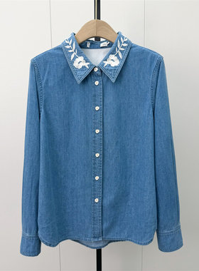fei●2026秋季新品 牛仔衬衫女宽松休闲通勤日常百搭长袖上衣7055