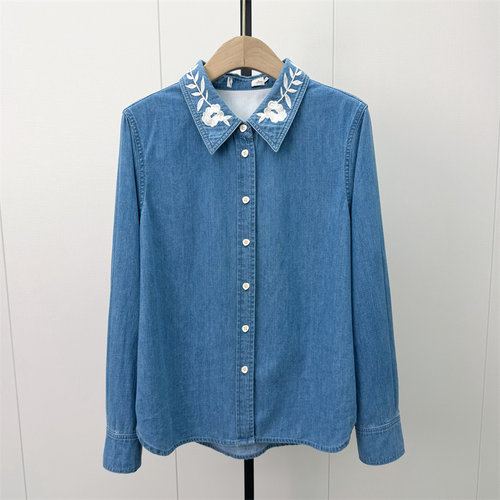 fei●2026秋季新品 牛仔衬衫女宽松休闲通勤日常百搭长袖上衣7055