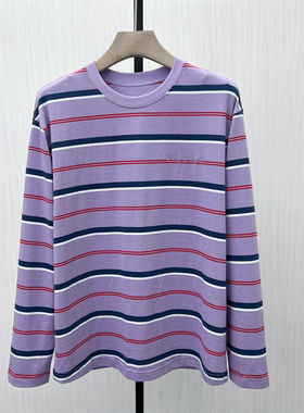 fei●2025秋季新品 条纹长袖T恤女休闲宽松百搭显瘦打底上衣7278