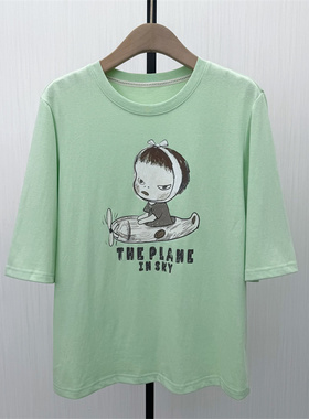 C●2026春季新品 印花短袖T恤女宽松休闲百搭显瘦打底上衣1335