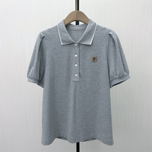 fei●2026夏季新品 polo领短袖女宽松休闲通勤百搭T恤上衣6062