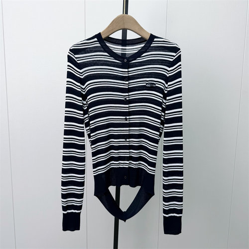 熠●2026秋季新品 条纹针织衫女宽松薄款显瘦长袖开衫上衣3150