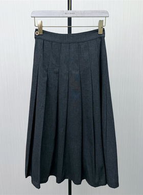 C●2026春季新品 百褶裙女高腰显瘦气质通勤百搭大摆a字长裙6205