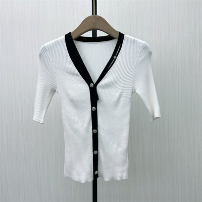 图●2025秋季新品 短袖针织衫女气质修身显瘦v领打底T恤上衣2105