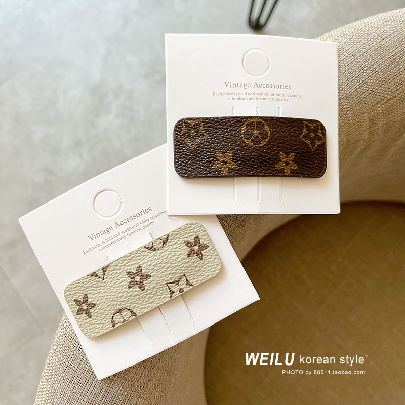 日韩时尚简约印花皮革发夹网红ins气质刘海夹侧边夹BB夹发卡头饰,饰品/流行首饰/时尚饰品新,发饰,淘宝优惠券,粉丝福利购,淘宝优惠卷