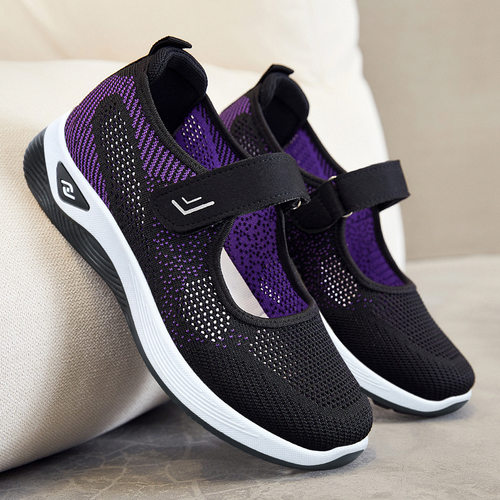 鞋子夏天女新款跨境temu批发轻便浅口魔术贴妈妈鞋女鞋软底不累脚