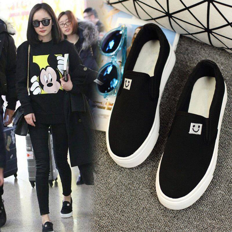 2026春秋季帆布鞋女鞋子学生休闲鞋韩版一脚蹬厚底懒人鞋小白鞋女