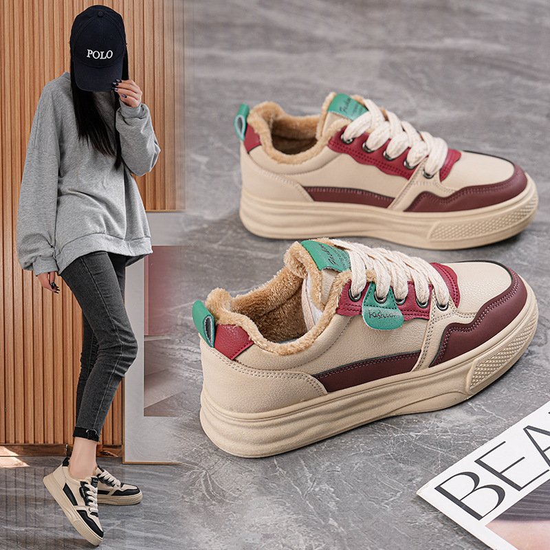 2025冬季新款加绒老爹鞋女ins韩版保暖休闲鞋学生运动鞋H6519-1