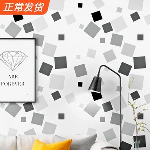 北欧风格壁纸 ins背景黑白格子几何图形卧室床头客厅现代简约墙纸